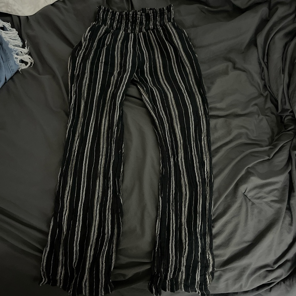 Striped Black and White Flared Pants